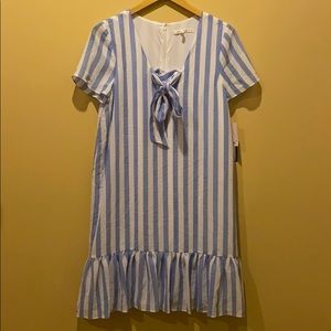NWT Avec Les Filles Blue & White Striped Dress 10
